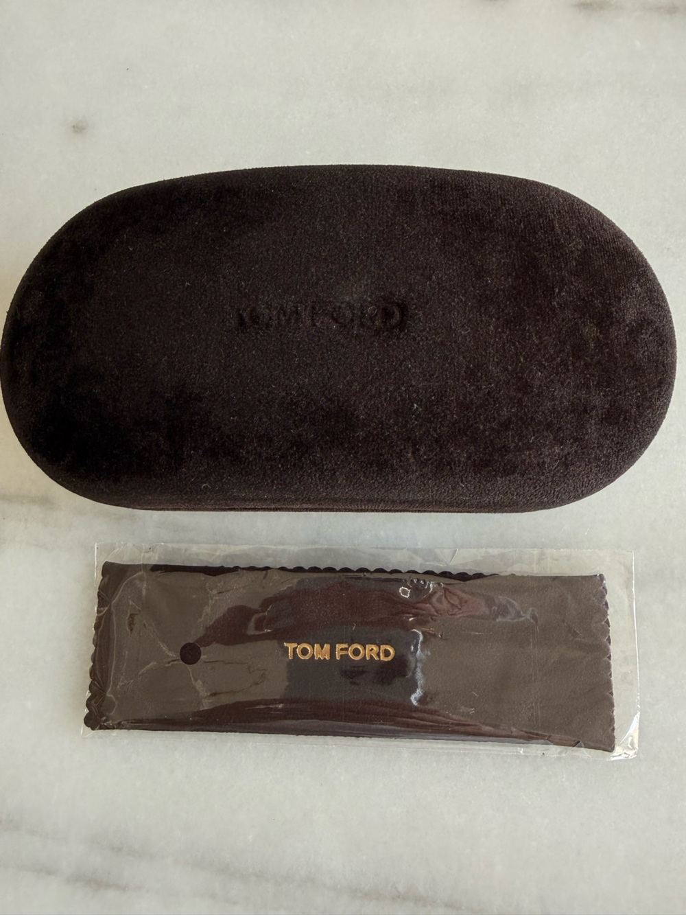 Tom Ford Black Velvet Eyewear Case with Branded Cloth
